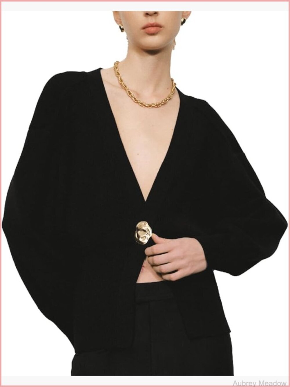 Women's V-Neck Knitted Cardigan Long Sleeve Button Down Lightweight Sweater